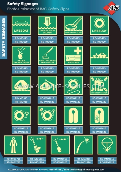Photoluminescent IMO Safety Signs