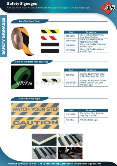 Anti-Slip Floor Tapes / Glow In The Dark Anti-Slip Floor Tapes / Anti-Slip Floor Signs