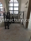 To fabrication and install new custom make wrought iron powder coated staircase railing with wood handle - Kajang Staircase