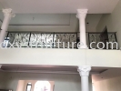 To fabrication and install new custom make wrought iron powder coated staircase railing with wood handle - Kajang Tangga