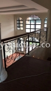 To fabrication and install new custom make wrought iron powder coated staircase railing with wood handle - Kajang  Staircase