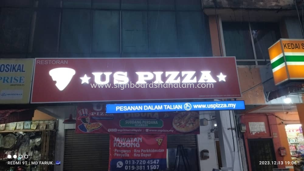 US Pizza 3D Box Up LED Frontlit Lettering Signage #3D SIGNBOARD #CUSTOM 3D SIGNAGE #3D OUTDOOR SIGNAGE #3D LETTER SIGNS #3D WALL SIGNS #3D BUSINESS SIGNS #3D CHANNEL LETTER SIGN #LED 3D SIGNBOARD at Subang Permai  Kuala Lumpur(KL), Malaysia Supplies, Manufacturer, Design.