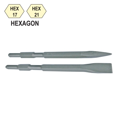 MANN'S Hexagon Hammer Chisel (17x280mm, 17x350mm, 21x320mm) (Point/Flat) - 00666E/ 00666F/ 00666EE/ 00666FF/ 00666G/ 00666H