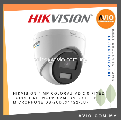 Hikvision 4MP 4 Megapixel ColorVu 24Hour Color IP67 Outdoor IP Network Turret Dome CCTV Camera Mic 4mm DS-2CD1347G2-LUF