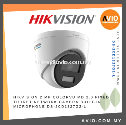 Hikvision 2MP 2 Megapixel ColorVu 24Hour Color IP67 Turret Dome IP Network CCTV Camera MicroSD 30m IR DS-2CD1327G2-L