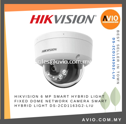 Hikvision 6MP 6 Megapixel IP67 Outdoor 30m Hybrid Light IP Network Turret Dome CCTV Camera 4mm Lens DS-2CD1163G2-LIU