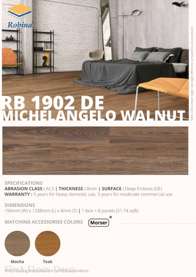 RB 1902 DE - MICHELANGELO WALNUT - ROBINA 8MM - BASIC RANGE - FLOORING