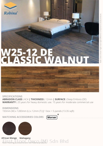 W25-12 DE - CLASSIC WALNUT - ROBINA 12MM - NATURE COLLECTION - FLOORING