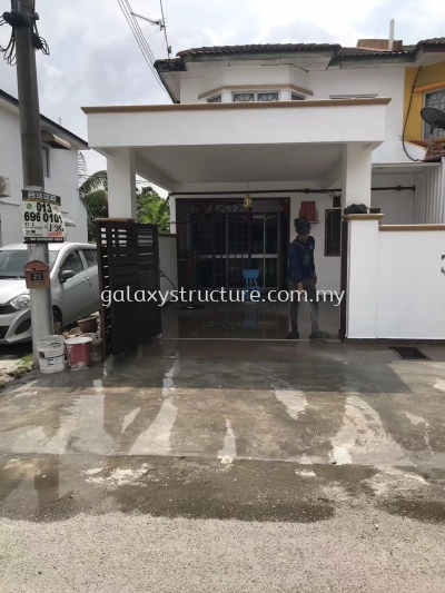 Progress done:To fabrication and install new mild steel galvanized manual sliding gate powder coated aluminium plate  with small door - Bukit Tinggi 