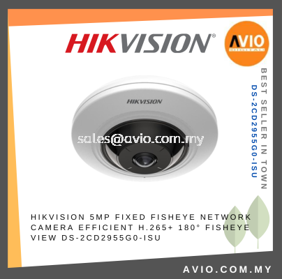 Hikvision 5MP 5 Megapixel 180' Fisheye IP Network Turret CCTV Camera H.265+ 8m IR WDR Audio Alarm DS-2CD2955G0-ISU