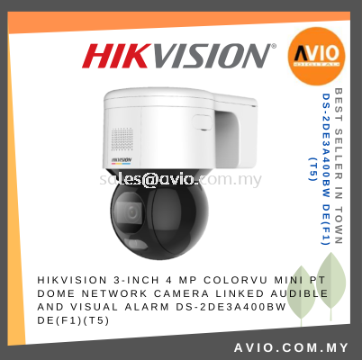 Hikvision 4MP 4 Megapixel ColorVu 24Hour Color PT Dome IP66 IP Network CCTV Camera Mic 30m DS-2DE3A400BW DE(F1)(T5)