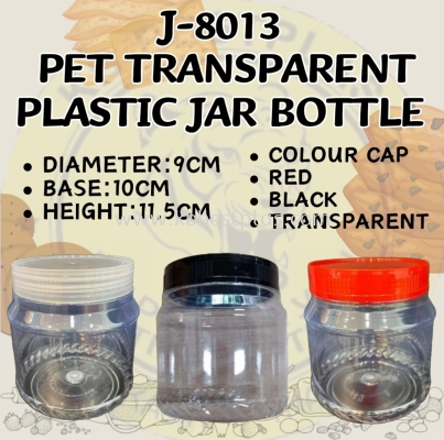 J-8013 PET TRANSPARENT PLASTIC JAR BOTTLE 