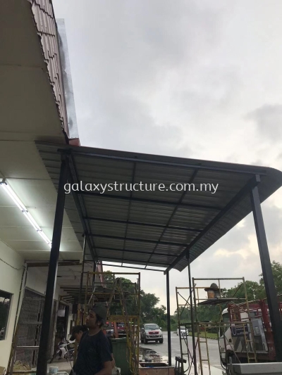 Progress shoplot job done:To fabrication and install new mild steel metal deck awning paint - Klang