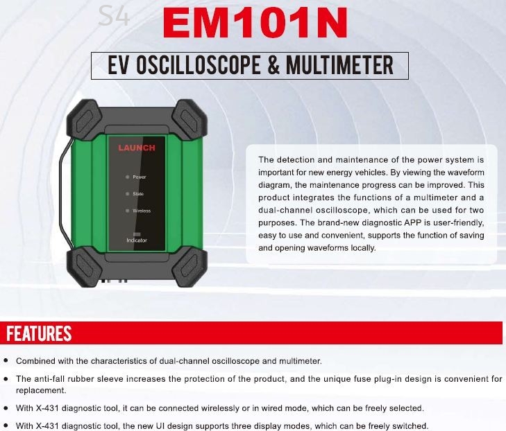 SmartSafe (Powered By Launch) EM101N | EV Oscilloscope & Multi-Meter