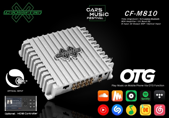 Crossfire CF- M810 Optical Input 8ch Amplifier 10ch RCA Out Plug & Play DSP With HiRes Player Build In 