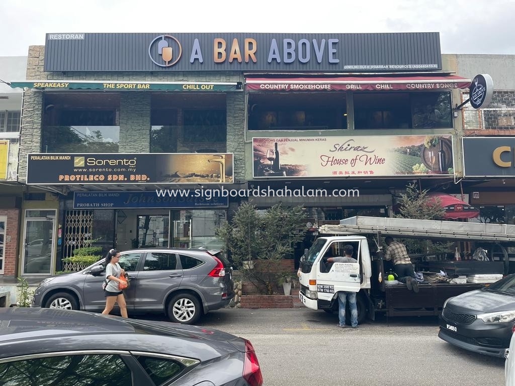 A Bar Above 3D LED Frontlit Aluminium Panel Signage at Sungai Besi, Seri Kembangan, Serdang, Kajang.