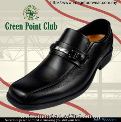 GREEN POINT Men Faux Leather Formal Slip-On Shoe- GP-821042-32- BLACK Colour