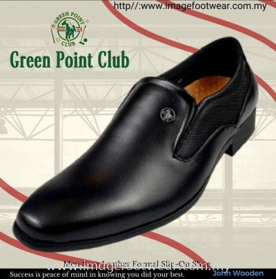 GREEN POINT Men Faux Leather Formal Slip-On Shoe- GP-821048-32- BLACK Colour