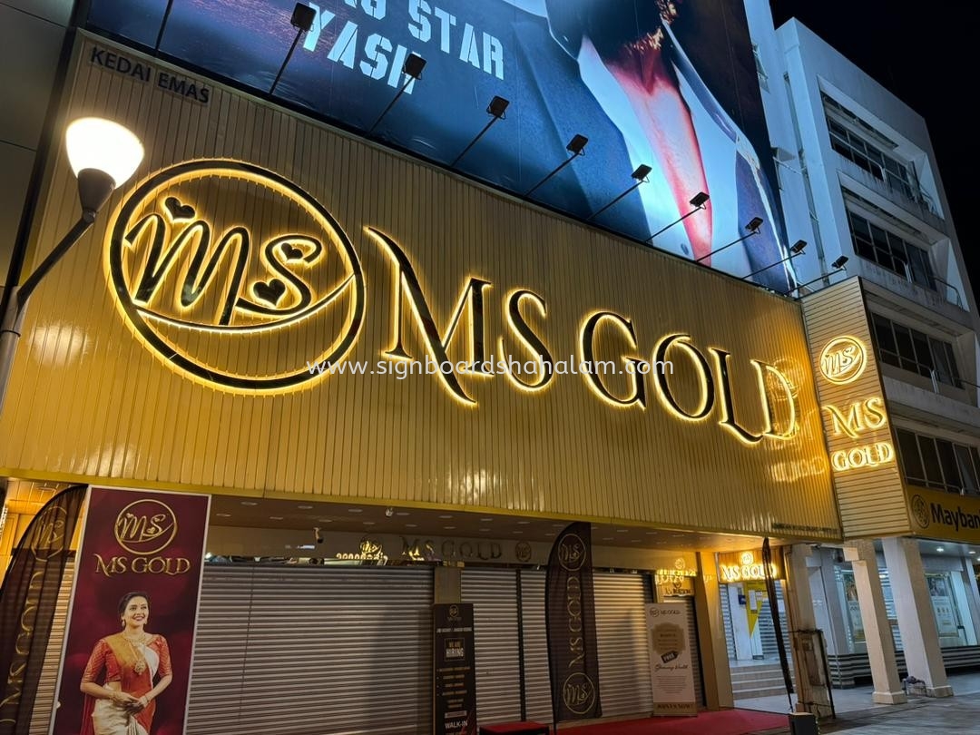 MS Gold Stainless Steel Gold 3D LED Backlit Signage #3DLEDSignboard #Signage #3D Box Up Signage #Stainless Steel Signboard #3DSignboardMaker at Bukit Bintang, Brickfield, Kampung Baru, Chow