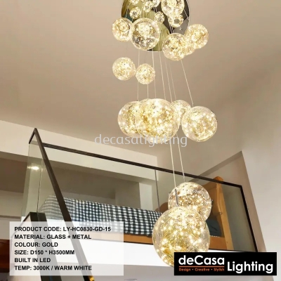 HIGH CEILING GLASSBALL  PENDANT LIGHT (HC0830-GD-15)