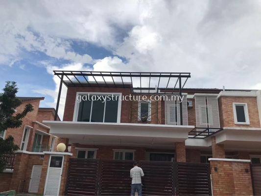 Progress done (semi d house)-1)To fabrication and install new pergola Acp awning paint with c channel structure and design hollow pillar 2)To fabrication and install new pergola Acp awning paint 3)To fabrication and install new balustrade/balcony/railing mild steel expended metal design paint - Kajang 