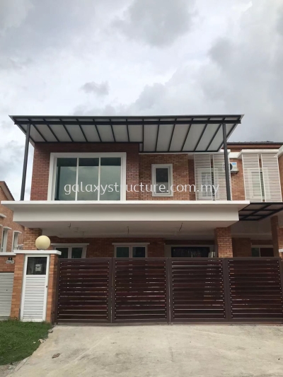 Progress done (semi d house)-1)To fabrication and install new pergola Acp awning paint with c channel structure and design hollow pillar 2)To fabrication and install new pergola Acp awning paint 3)To fabrication and install new balustrade/balcony/railing mild steel expended metal design paint - Kajang