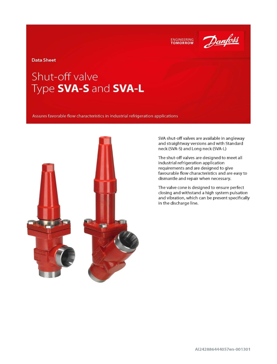 DANFOSS Shut-off valve Type SVA-S and SVA-L Danfoss Parts, Components and Accessories