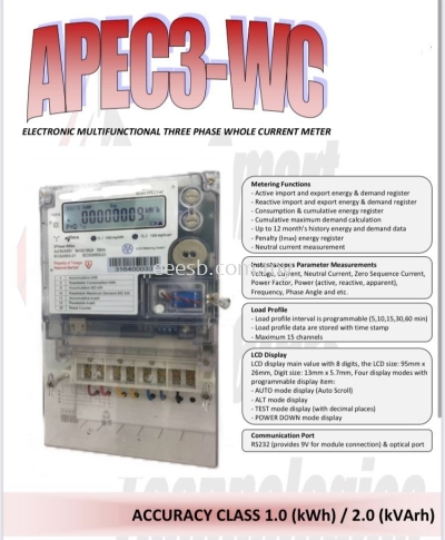 3phase Direct 100A 3P4W Digital kWh Meter (Sirim&TNB Approved)