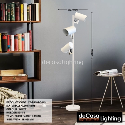 3 HEAD ADJUSTABLE DESIGNER FLOOR LAMP (YF-F6104-3-WH)