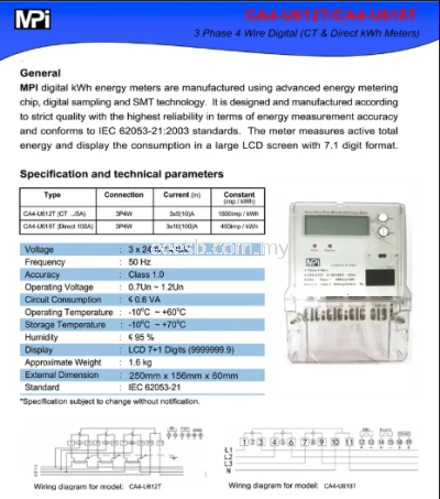 Russia 3Phase 4Wire Digital Energy Meter (Sirim Approved)