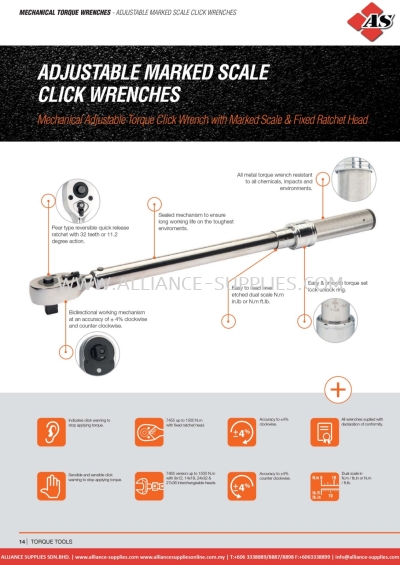 BAHCO Adjustable Marked Scale Click Wrenches