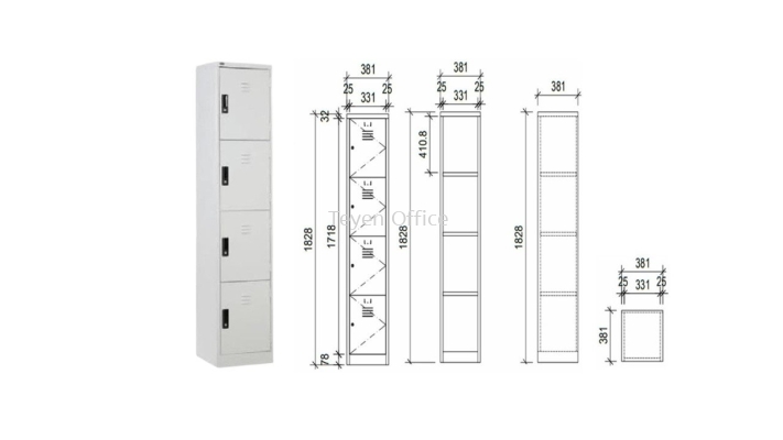 4 Compartment Steel Locker S114/B