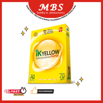 IK Yellow A4 Paper Multifunction 70gsm  ( 450 Sheet / REAM ) Kertas A4 Fotostat White Photocopy Photostate Paper