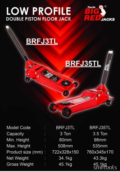 BIGRED Professional 3/3.5 TON LOWERED DOUBLE PISTON HYDRAULIC FLOOR JACK