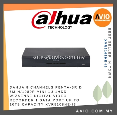 Dahua 8CH 8 Channel 5MP Lite 2MP 2 Megapixel 1080P 1U Wizsense Analog CCTV DVR Recorder 1 HDD Bay H.265+ XVR5108HE-I3