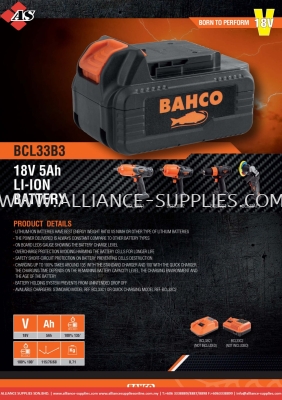 BAHCO 18V 5Ah LI-ION Battery - BCL33B3