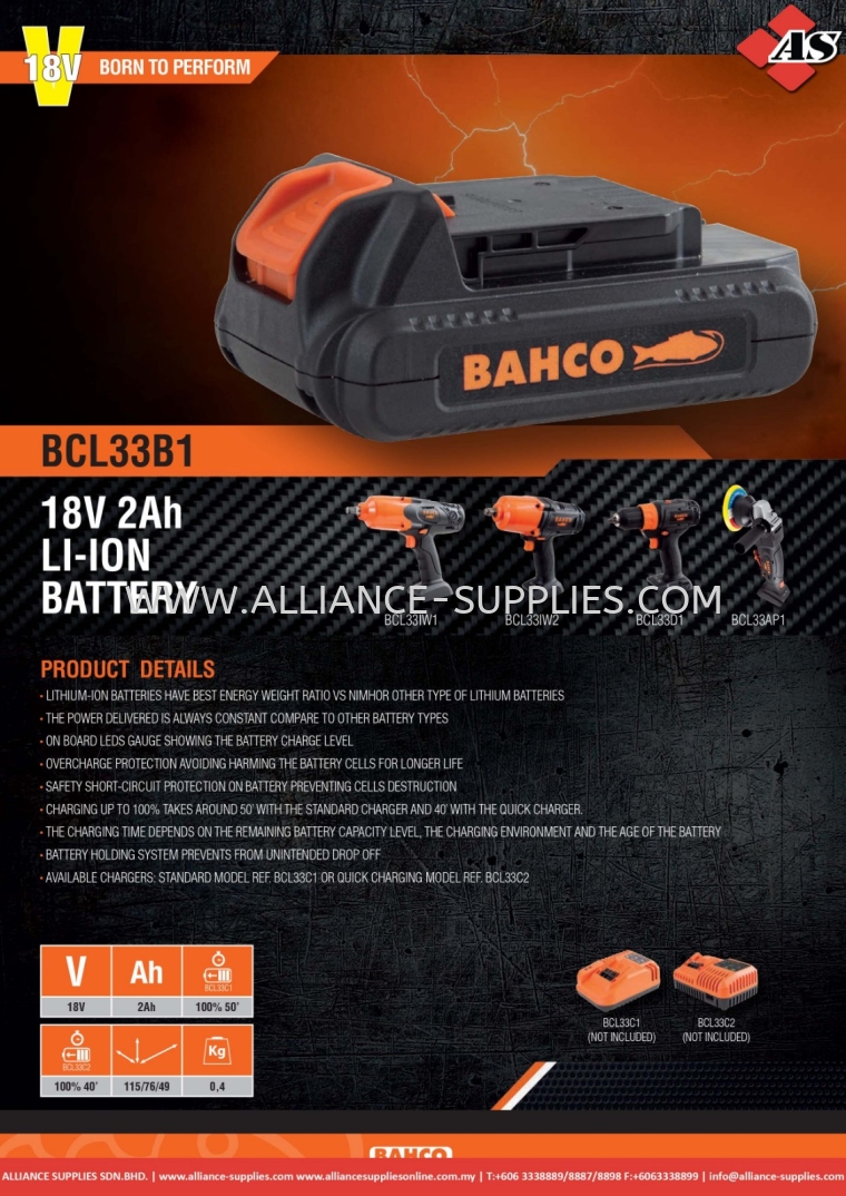 BAHCO 18V 2Ah LI-ION BATTERY 18V BAHCO Cordless Tools BAHCO