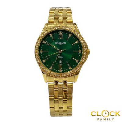 Roscani Green Dial Gold Stainless Steel Band Fashion Ladies Watch BLS115T7