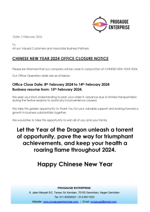 Chinese New Year 2024 Office Closure Notice