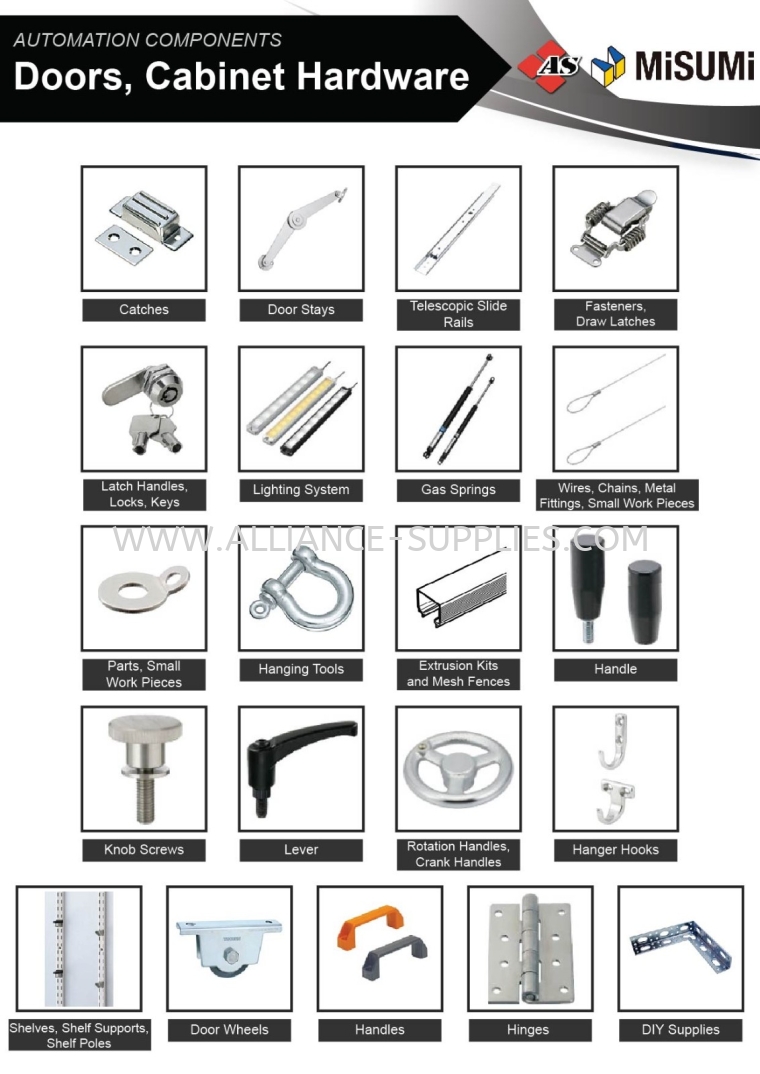 Doors, Cabinet Hardware Doors, Cabinet Hardware MISUMI AUTOMATION COMPONENTS / SPARE PARTS