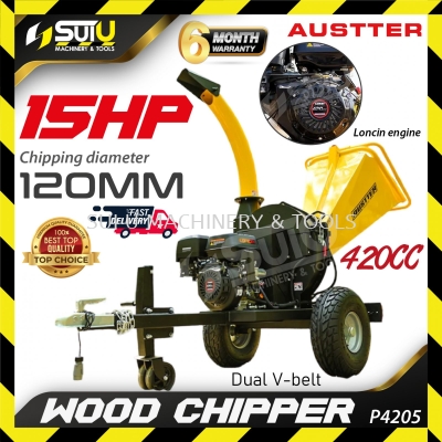 AUSTTER P4205 420CC 15HP Electric Start Wood Chipper