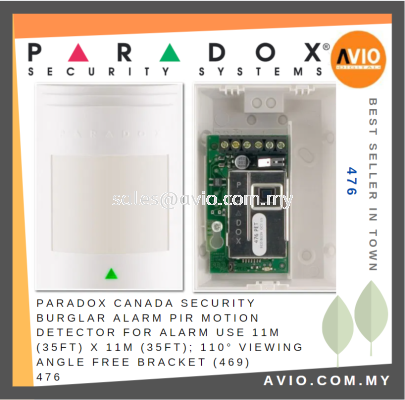 Paradox Canada Security Burglar Alarm PIR Motion Detector 11m x 11m; 110' Viewing Angle Free Bracket (469) 476