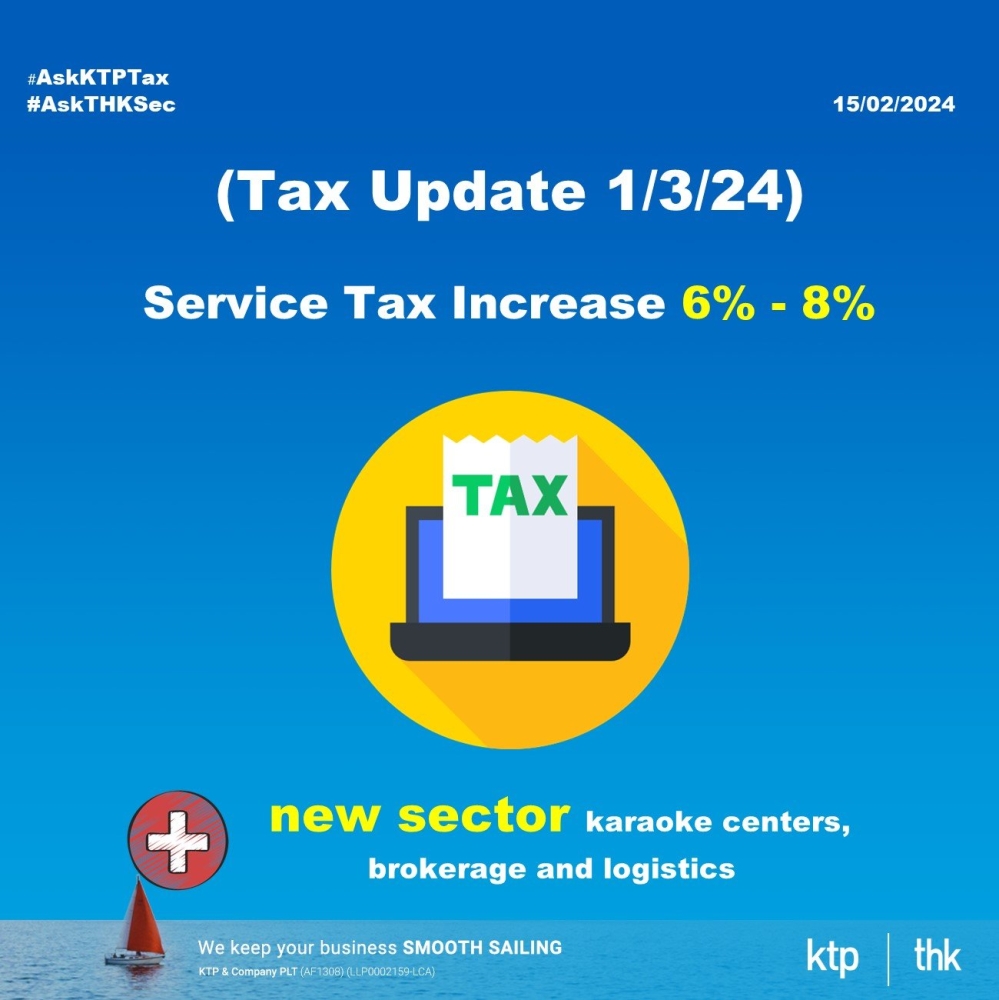 Malaysia Service Tax rise to 8% March 2024