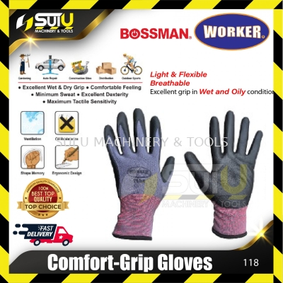 WORKER / BOSSMAN 118 L Comfort-Grip Gloves Large #9 (1 Pair)