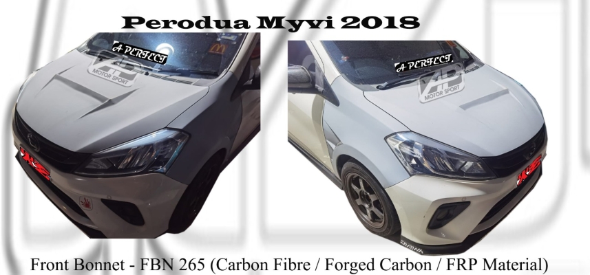 Perodua Myvi 2018 Front Bonnet (Carbon Fibre / Forged Carbon / FRP Material) 