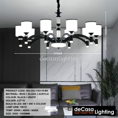 MODERN CHANDELIER (W3-CDL1143-10-BK)