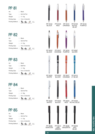 plastic pen PP81 PP82 PP83 PP84 PP85