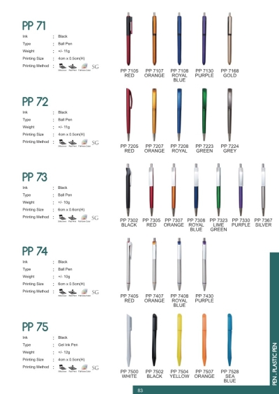 plastic pen PP71 PP72 PP73 PP74 PP75