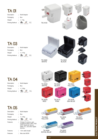 TRAVEL ADAPTER TA01 TA03 TA04 TA05