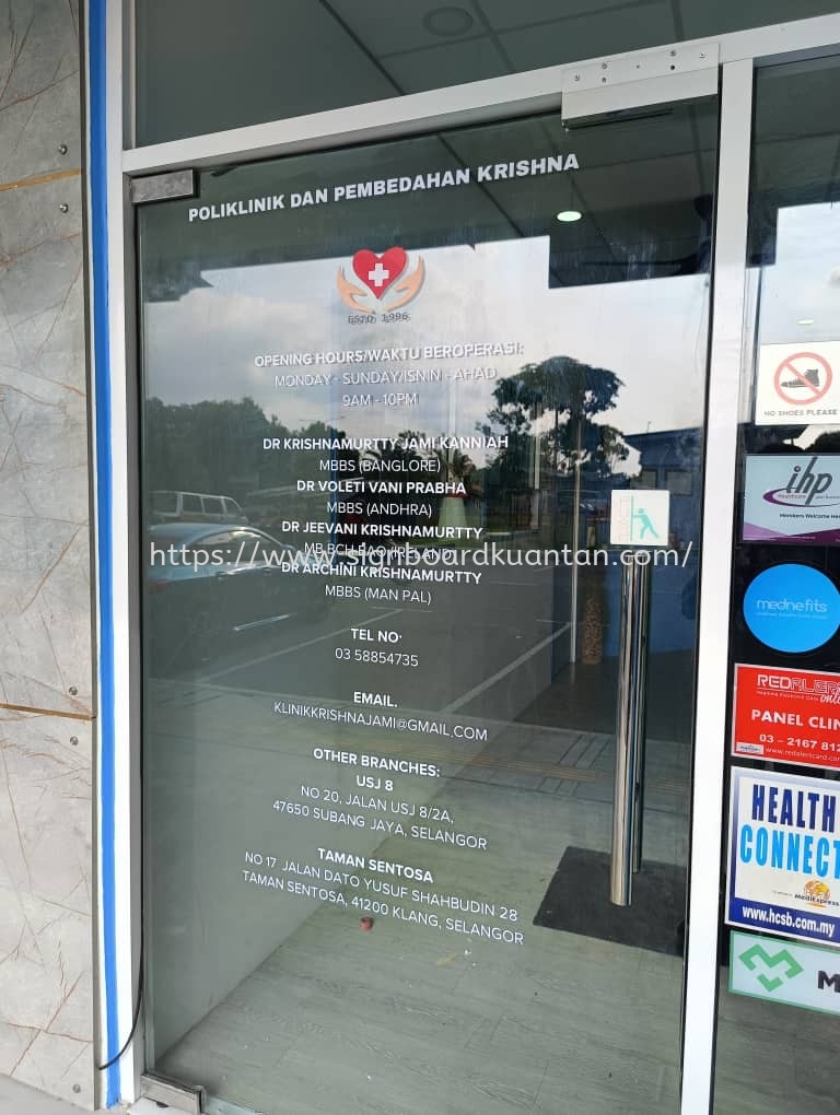 KLINIK KRISHNA GLASS STICKER AT KUANTAN